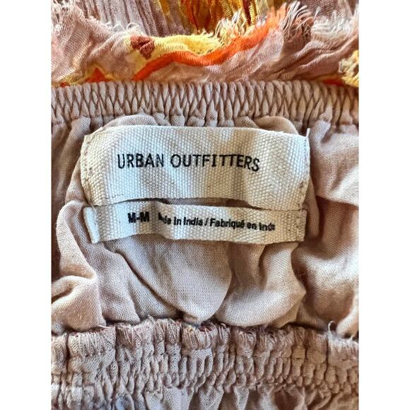 UO Athena Gauze Maxi Dress Floral Print in Orange, Yellow, Brown Women's Medium - Picture 8 of 9